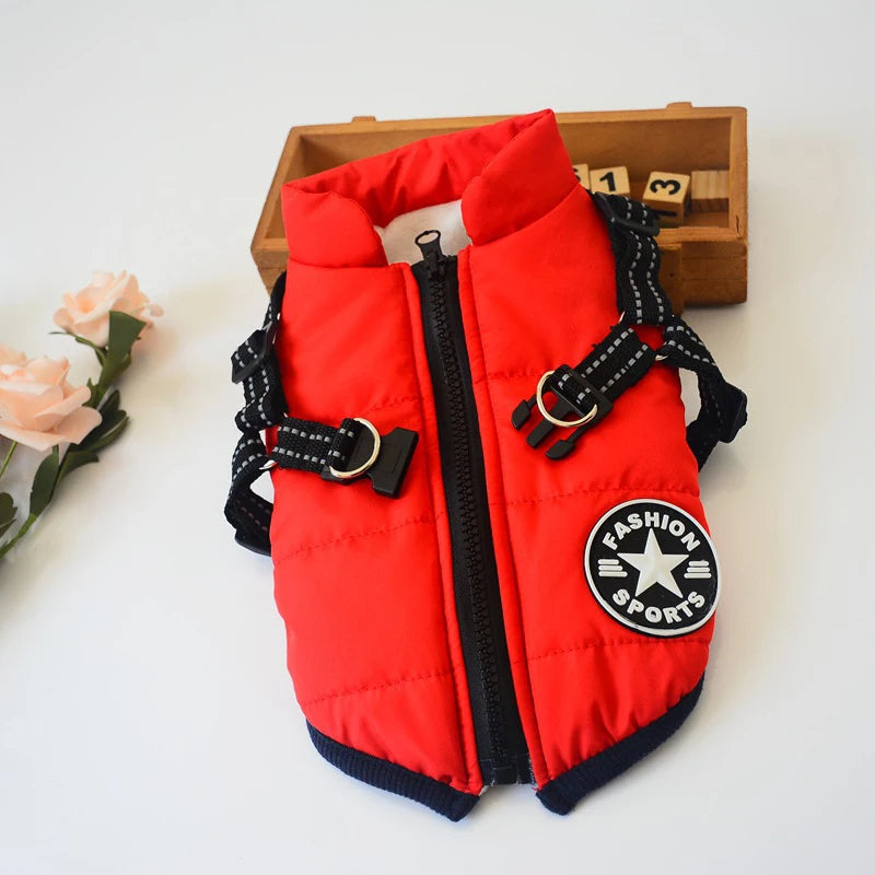 Chaqueta impermeable para perros con arnés