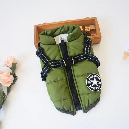 Chaqueta impermeable para perros con arnés