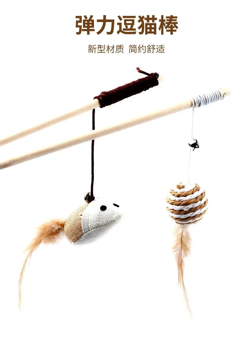 Juguete de varita con plumas para gatos