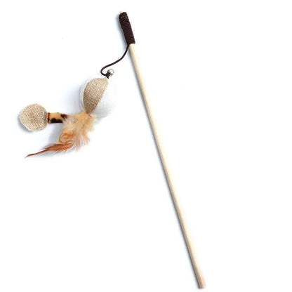 Juguete de varita con plumas para gatos