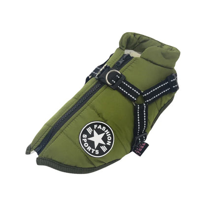 Chaqueta impermeable para perros con arnés