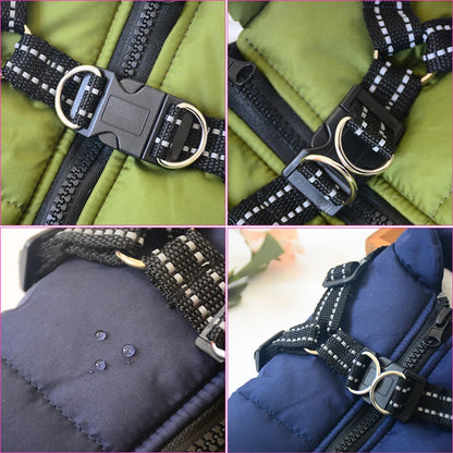 Chaqueta impermeable para perros con arnés