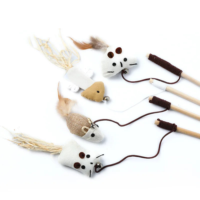 Juguete de varita con plumas para gatos
