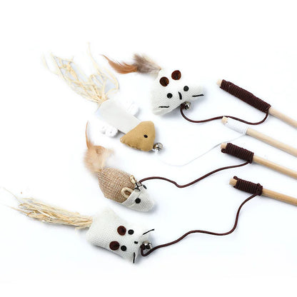 Juguete de varita con plumas para gatos