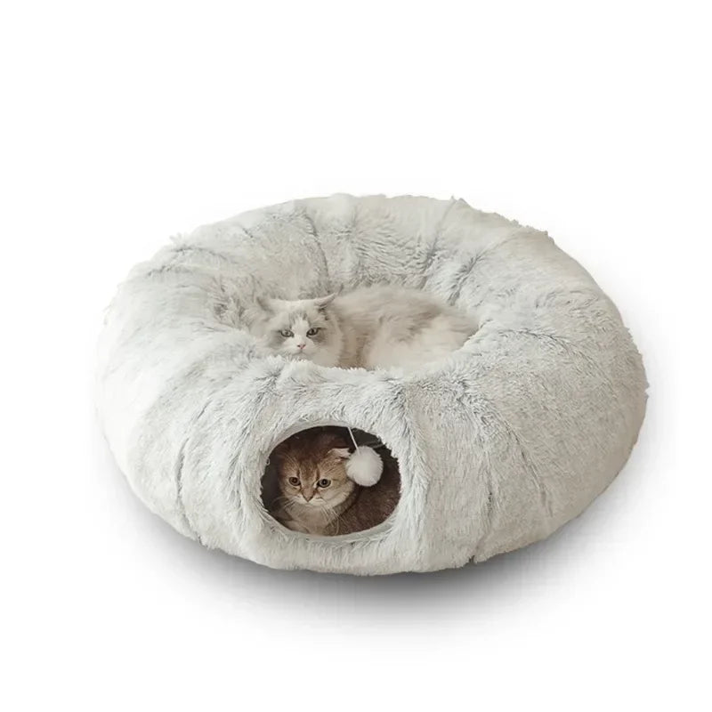 Cama túnel de peluche para mascotas