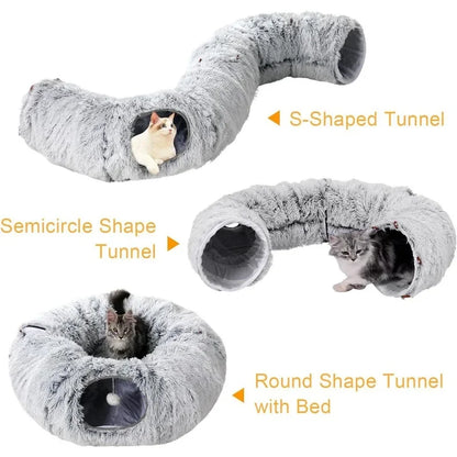 Cama túnel de peluche para mascotas