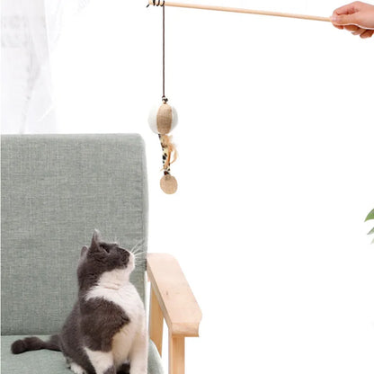 Juguete de varita con plumas para gatos