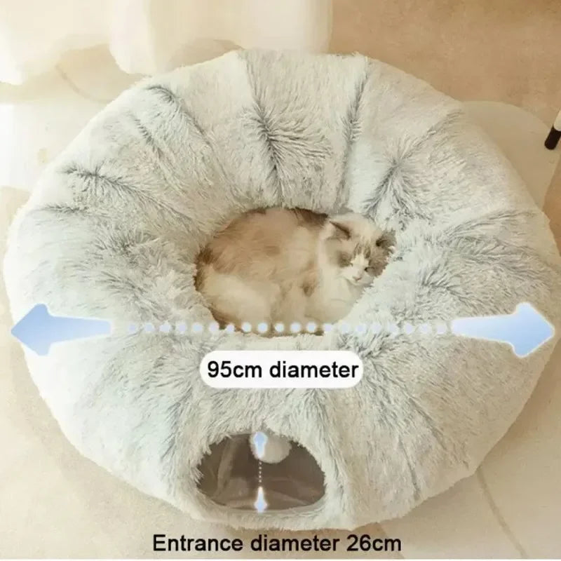 Cama túnel de peluche para mascotas