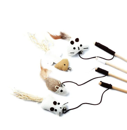 Juguete de varita con plumas para gatos