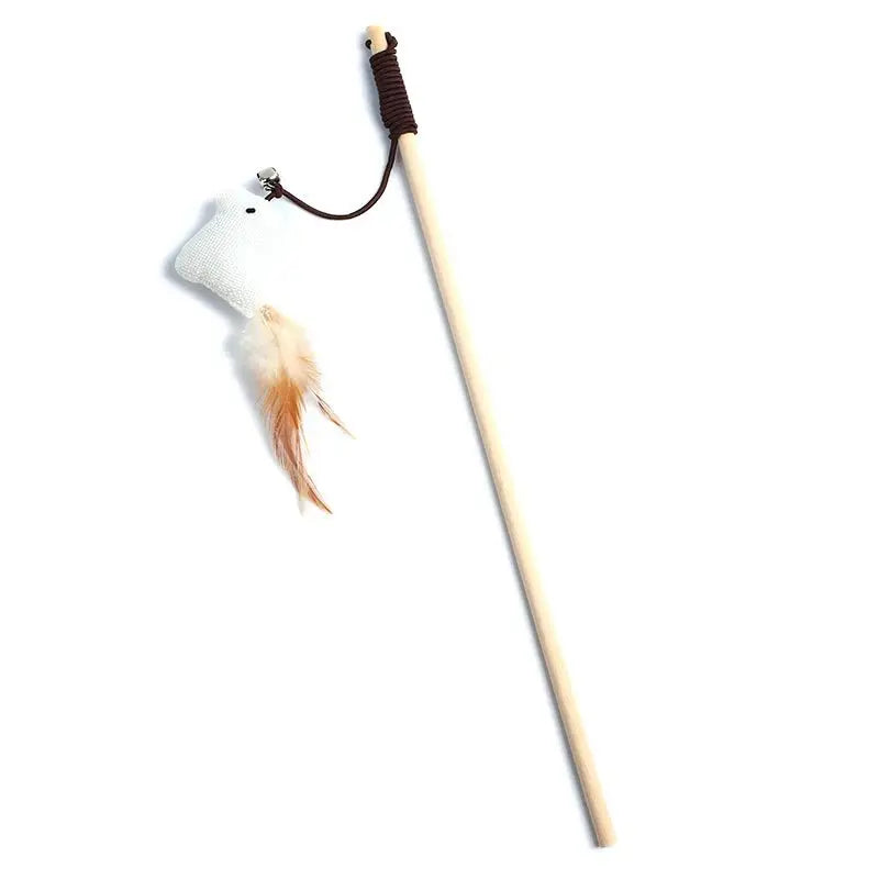 Juguete de varita con plumas para gatos