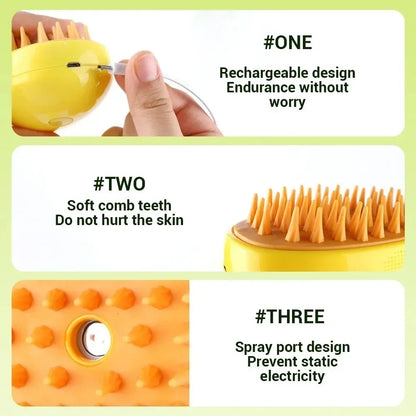 PetSteam Pro: 3-in-1 Grooming Massage Brush