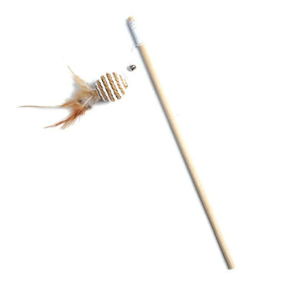 Juguete de varita con plumas para gatos